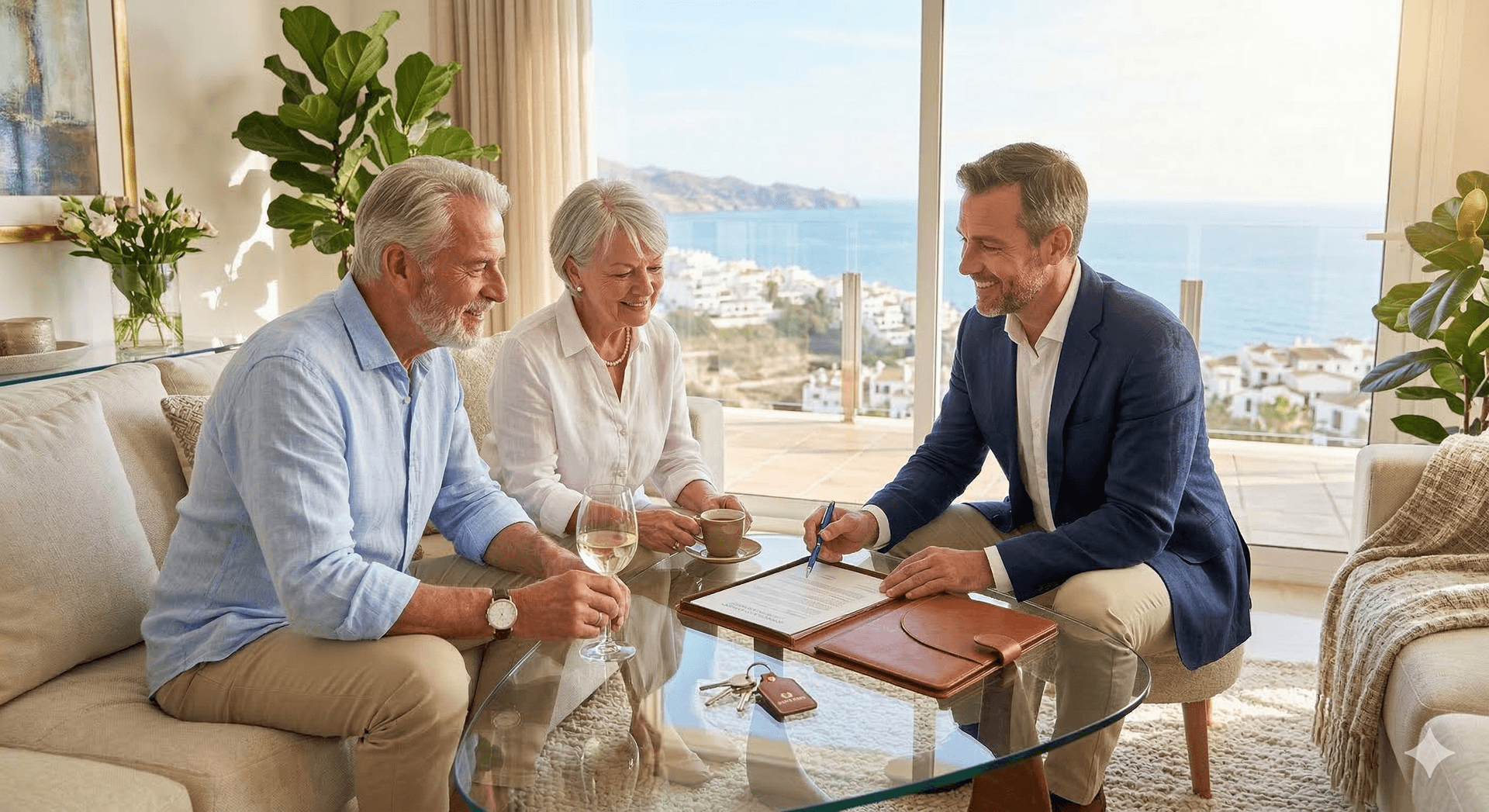 Professional advising an expat couple on the Costa del Sol